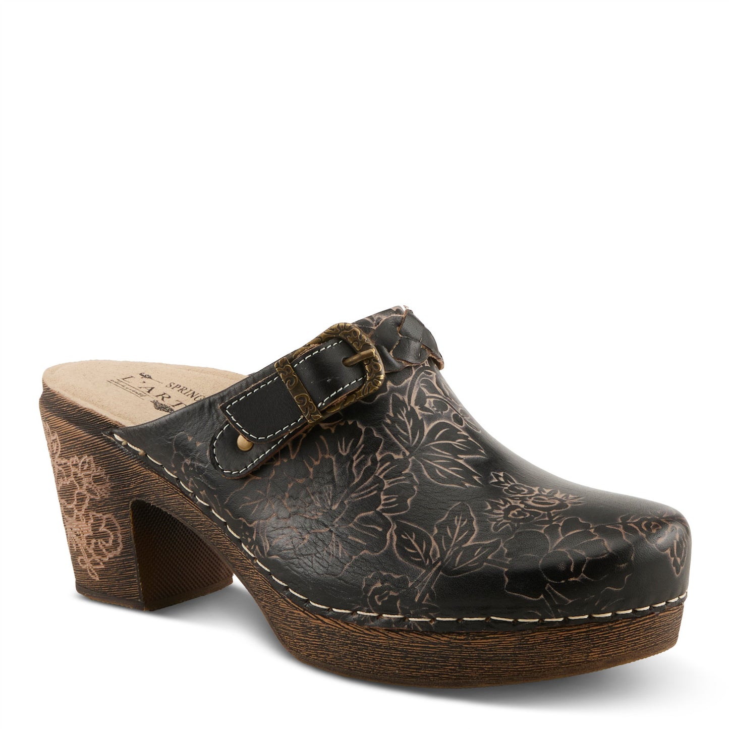 CALLIROE Boho Chic Vintage Charm Leather Clog Shoe by L`ARTISTE