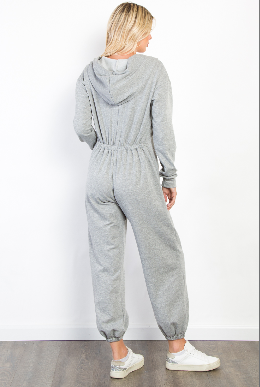 GREY BRUSHED FRENCH TERRY HOODED SWEATSHIRT JUMPER by Be Stage