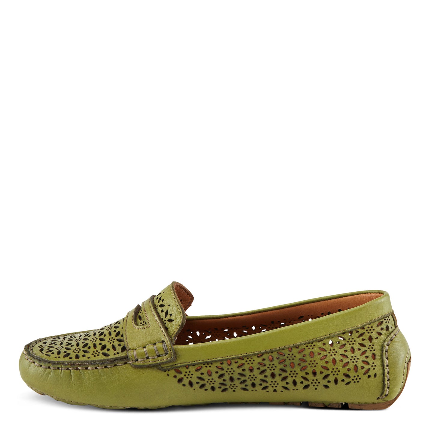 CRAIN Green Laser-Cut Out Moccasin SPRING STEP Style
