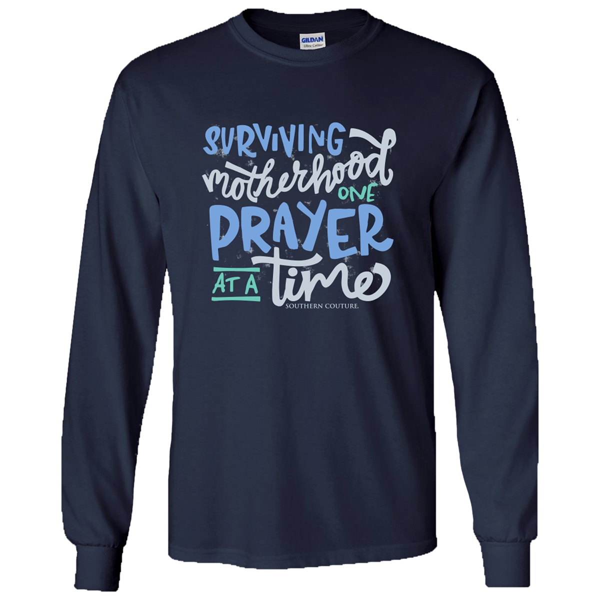 Surviving Motherhood - Navy - Southern Couture Long Sleeve Tee