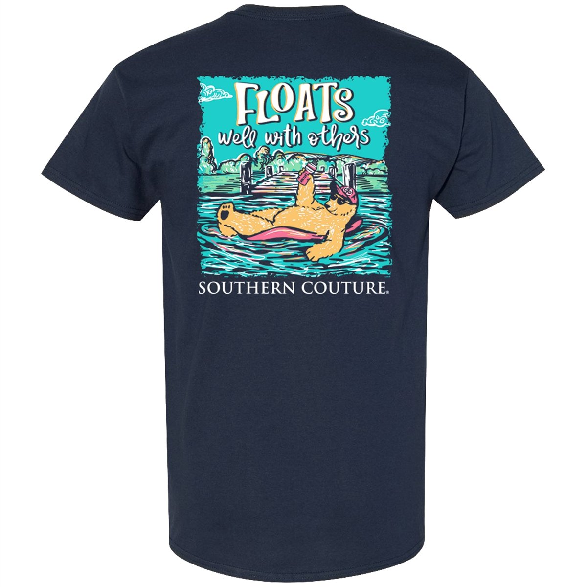 Floats Well With Others-Navy - Southern Couture Short Sleeve Classic Tee