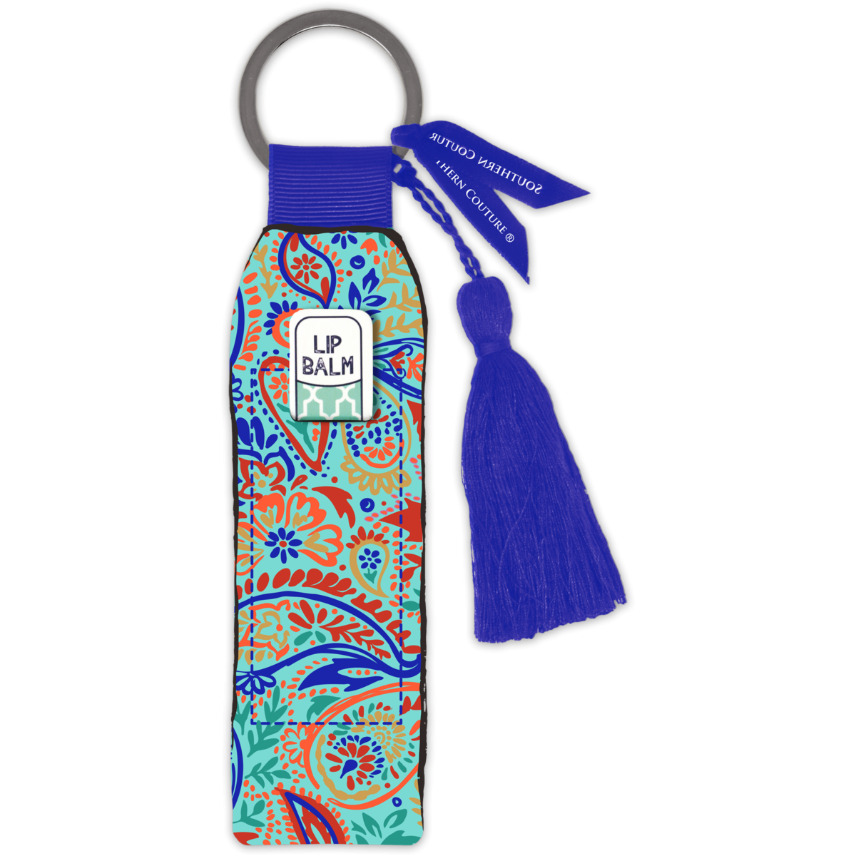Southern Couture Key Chain with Lip Balm Holder & Tassle Assorted Designs