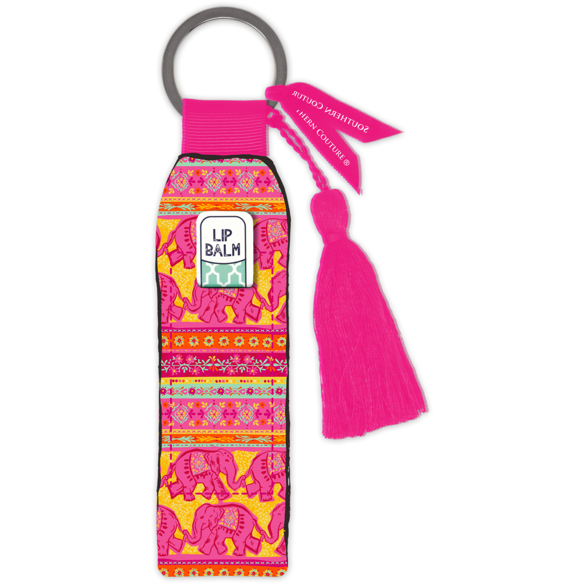 Southern Couture Key Chain with Lip Balm Holder & Tassle Assorted Designs