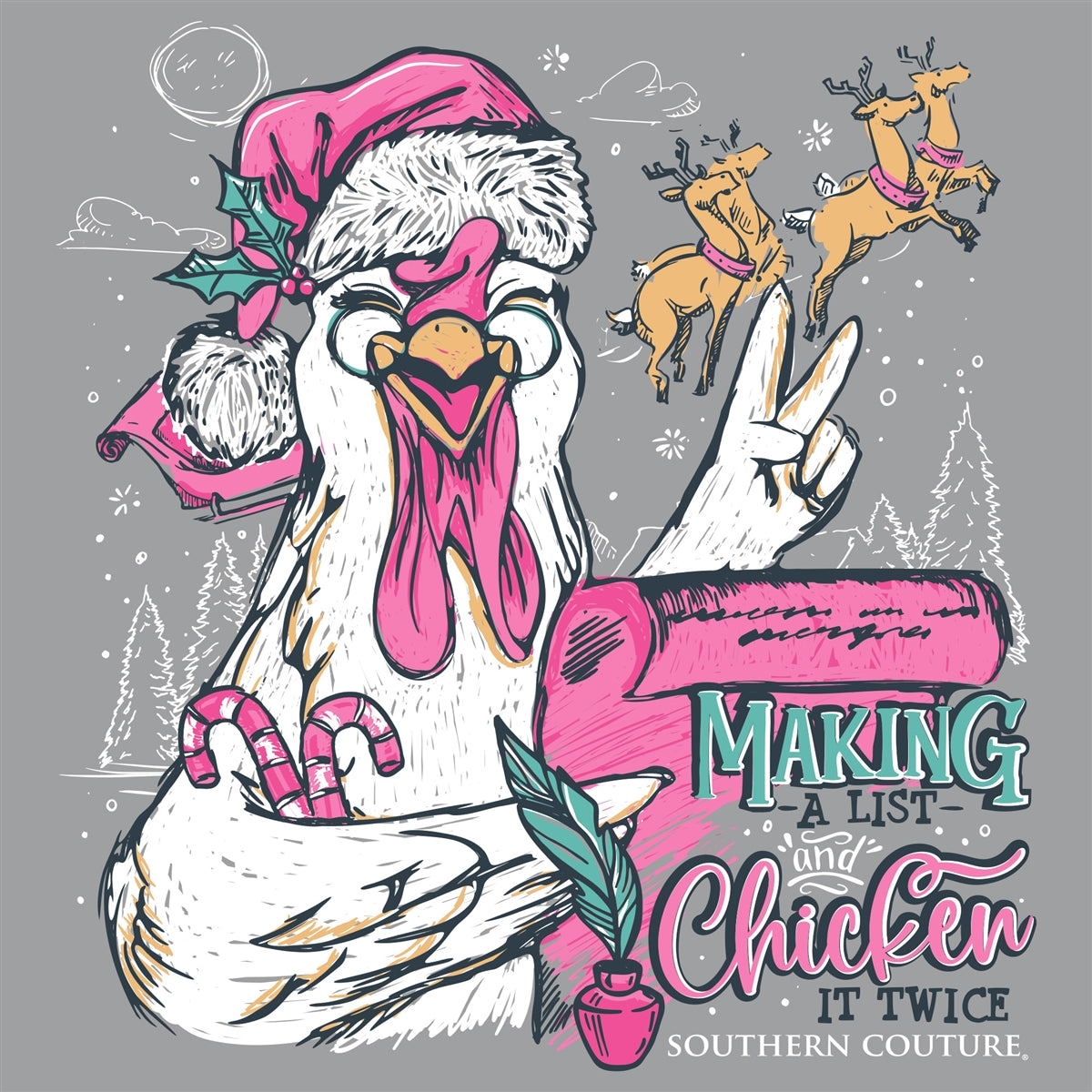 Makin A List and Chicken it Twice on Sport Grey Southern Couture Classic Long Sleeve Tee