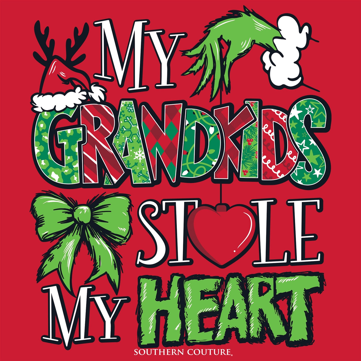 My Grandkids Stole My Heart on Red Southern Couture Classic Long Sleeve Tee