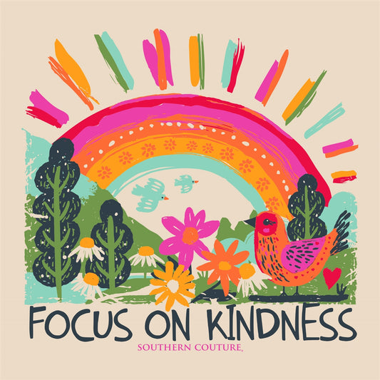 Focus On Kindness on Ivory Southern Couture Comfort Color Long Sleeve Tee