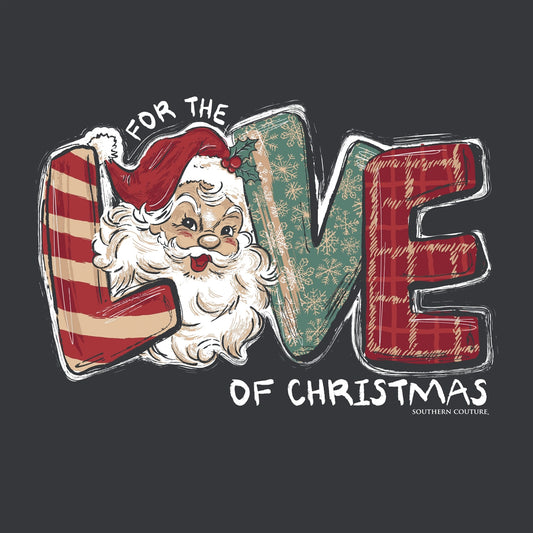For The Love Of Christmas Front Print on Dark Heather Southern Couture Soft Long Sleeve Tee