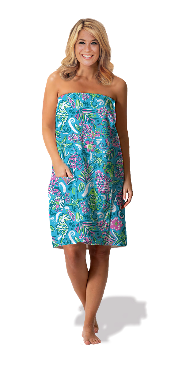 Towel Wrap - Pattern Sea Horses by Southern Couture