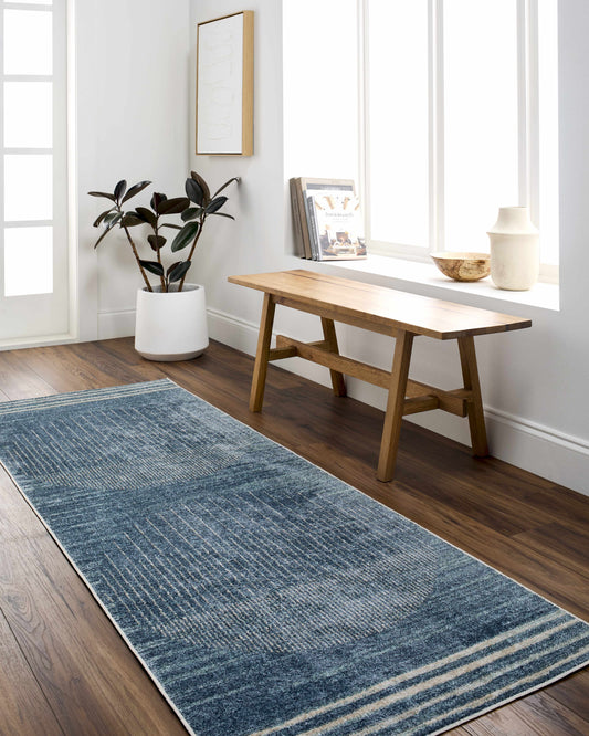 Thad Blue Washable Area Rug