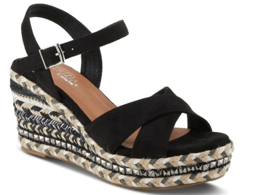 SLOANE Black espadrille platform SANDAL Wedge by Patrizia