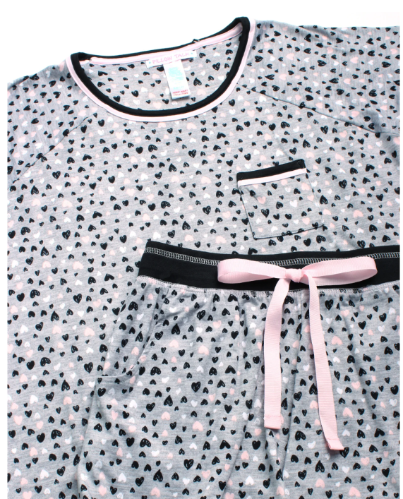 Grey with Hearts Pajama Short Set by Pillow Talk
