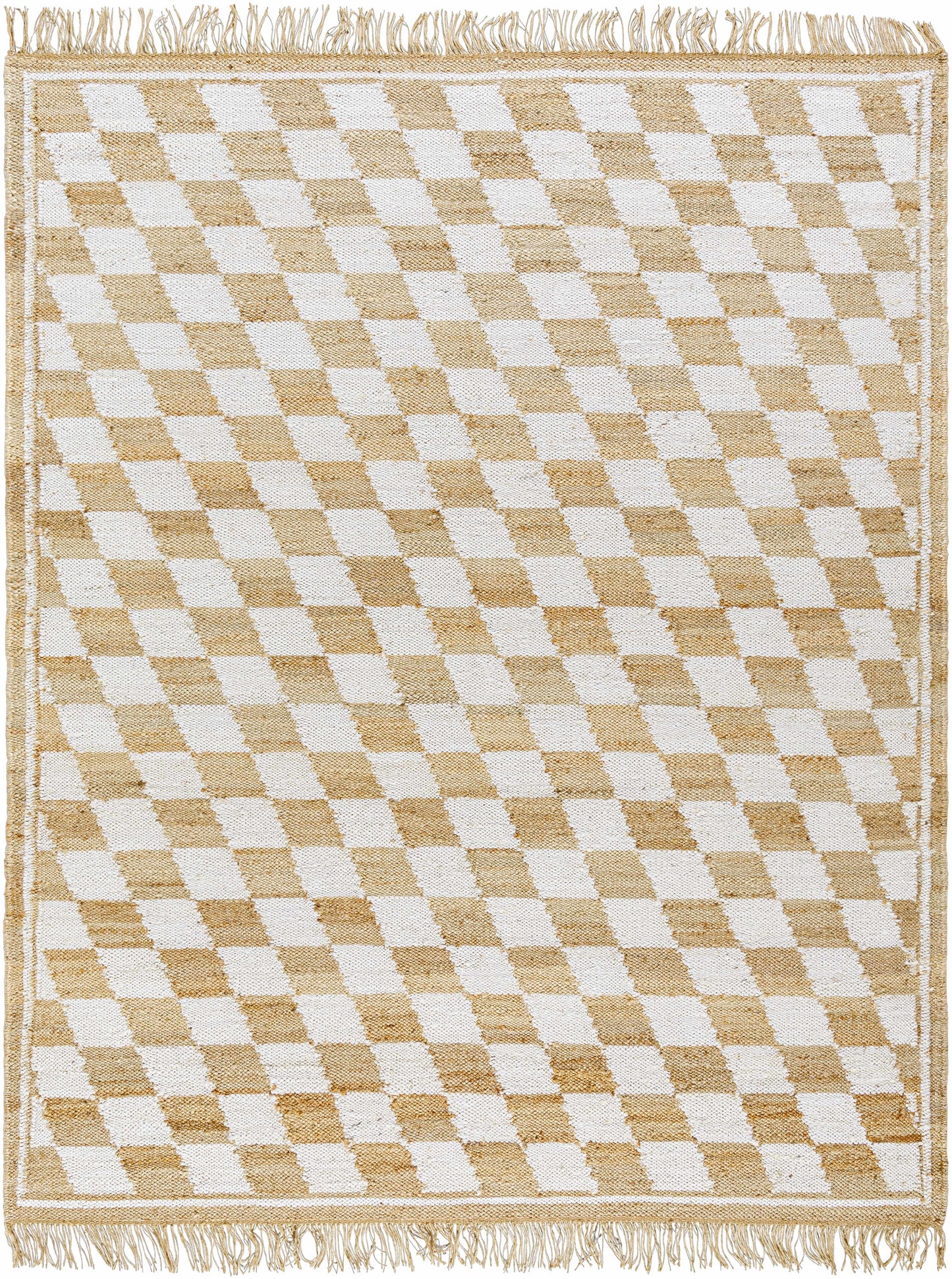 Tiria Diamond Checkered Jute Tasseled Rug