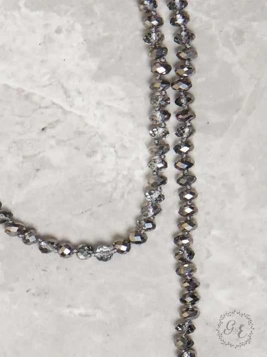 The Essential 60 Double Wrap Beaded Necklace Graphite 8mm Grace and Emma