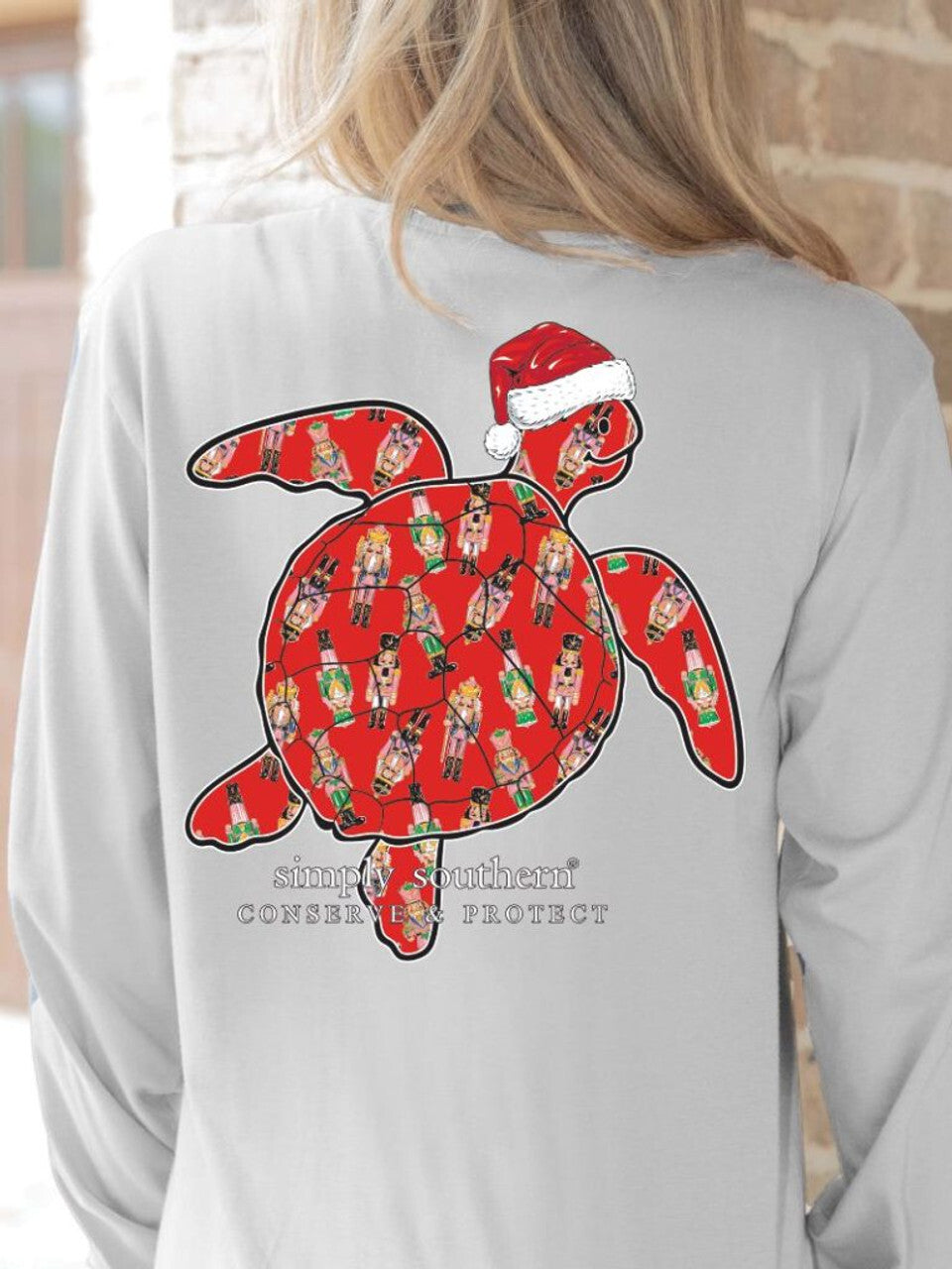 Turtle Tracking Nutcracker Red YTH Long Sleeve Tee - #SIMPLYSOUTHERN - YTH-LS-TRACKT7- NTCR-SPORTGRY
