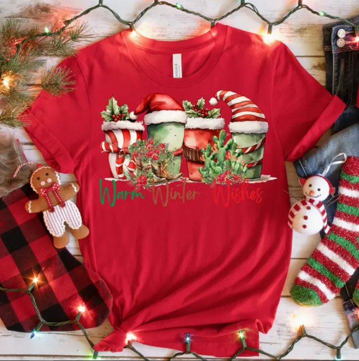 Warm Winter Wishes Christmas Graphic T-Shirt