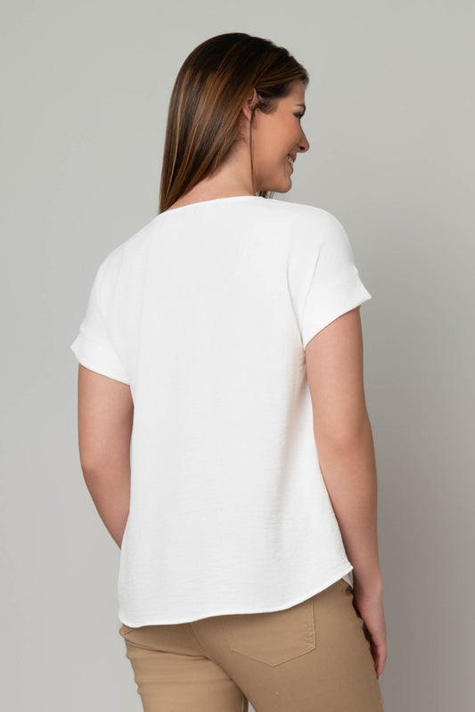 White Matte Air Flow Roll Cuff Tee by Hanna + Gracie