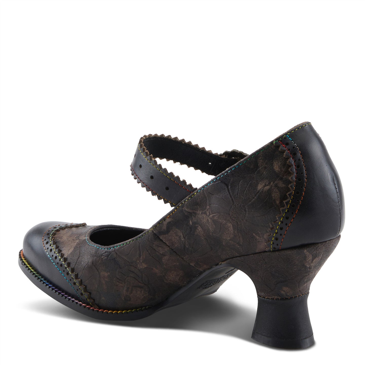 MACIAS-FLEUR Black multi a timeless elegant baroque-inspired Mary Jane shoe by L`ARTISTE