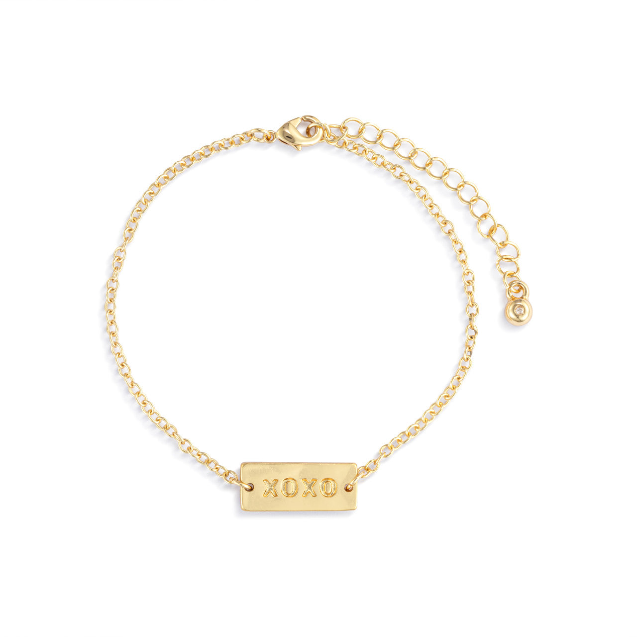Xoxo Charm Gold Bracelet Adjustable 6.5in+1.5 From Live from Snack Time Collection by Demdaco Quotes about life Spoken by Kids