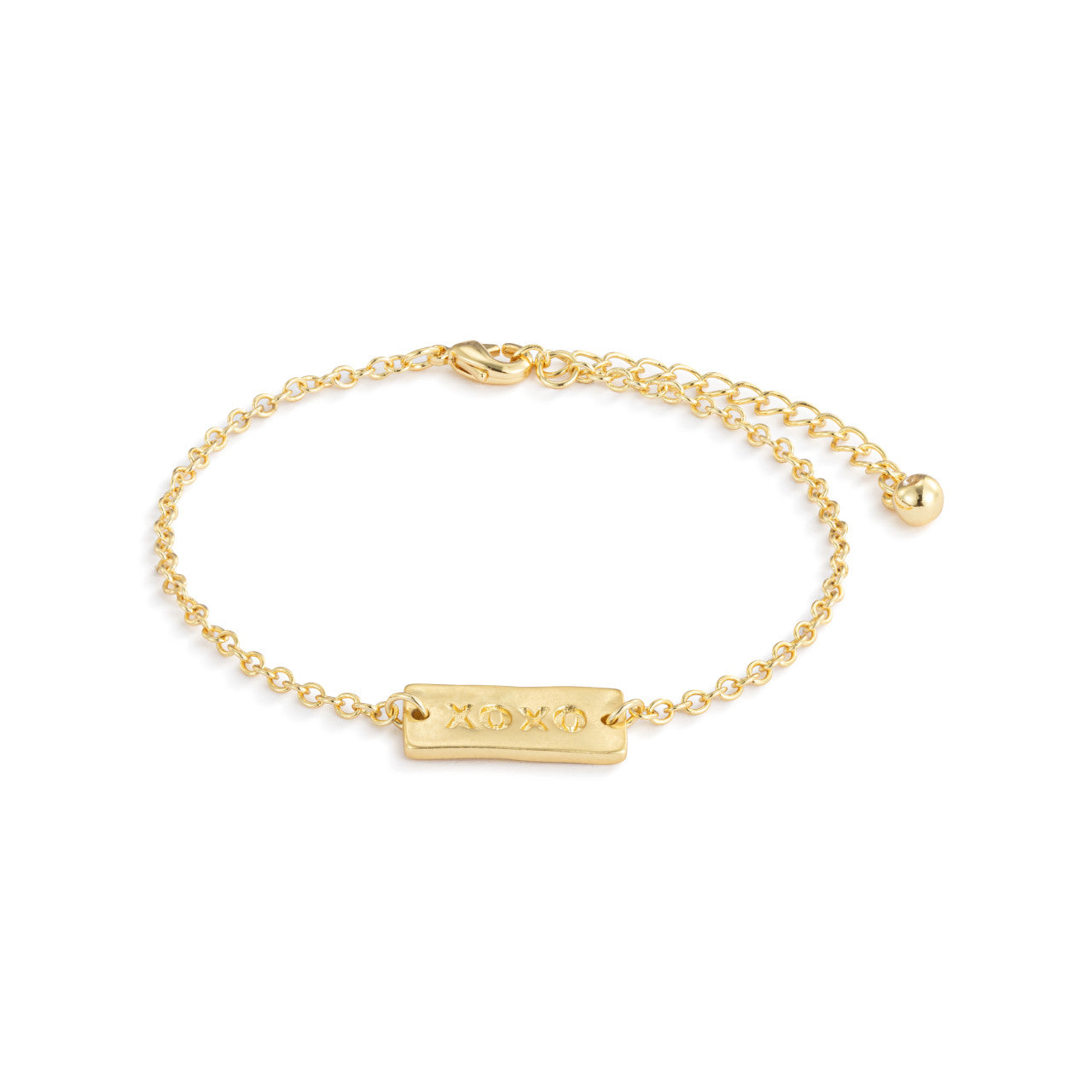 Xoxo Charm Gold Bracelet Adjustable 6.5in+1.5 From Live from Snack Time Collection by Demdaco Quotes about life Spoken by Kids