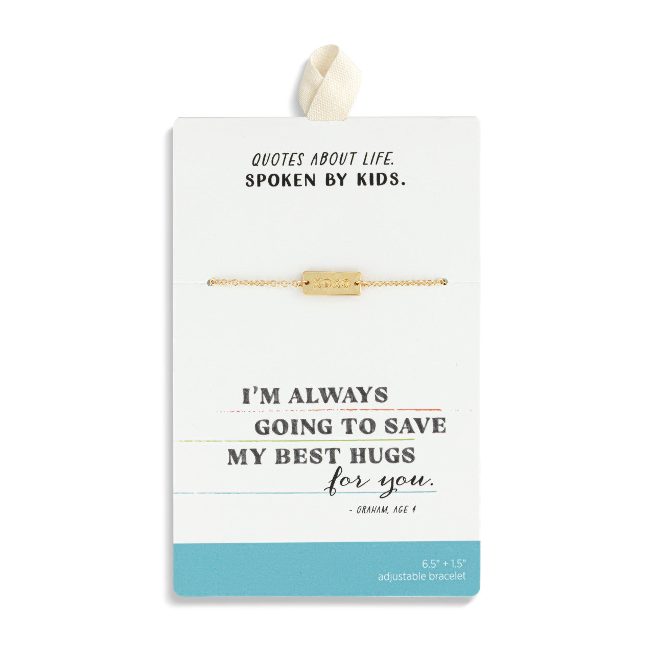 Xoxo Charm Gold Bracelet Adjustable 6.5in+1.5 From Live from Snack Time Collection by Demdaco Quotes about life Spoken by Kids