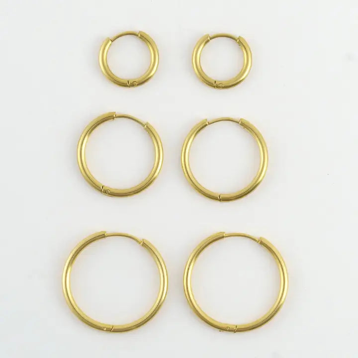 Clasic Hoop TrioEarrings Narelle Waterproof Jewelry