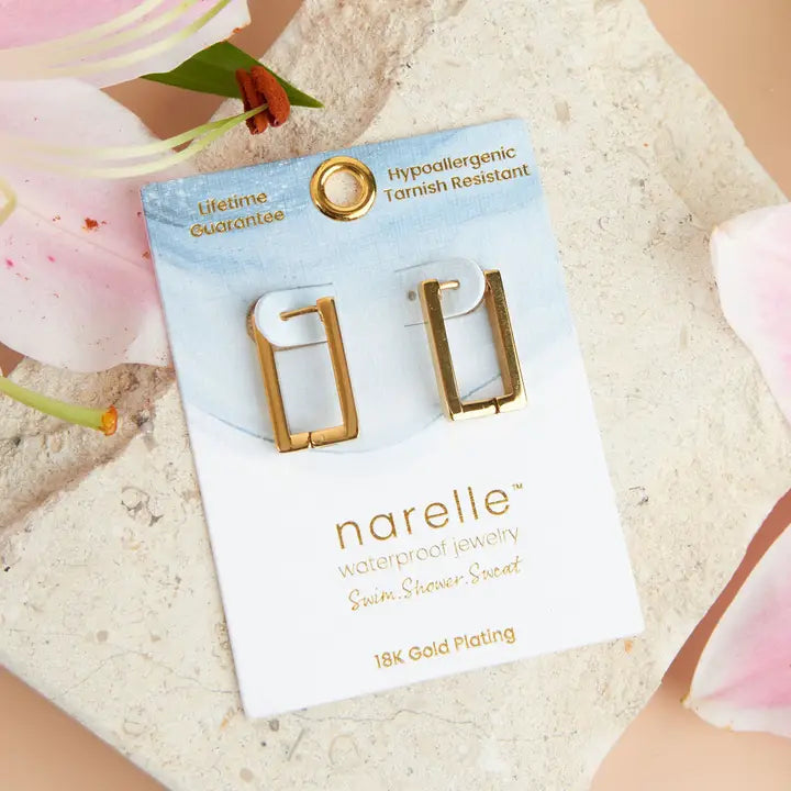 Rectangle Pin Catch Earrin5 Hoop Earrings Narelle Waterproof Jewelry