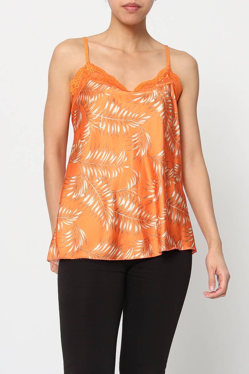 Feather Printed tank top with straps Made in Italy