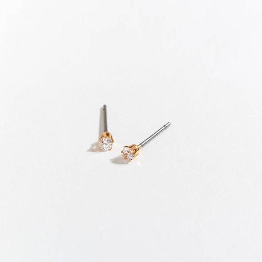2mm Cubic Zirconia Ear Sense Stud Earrings