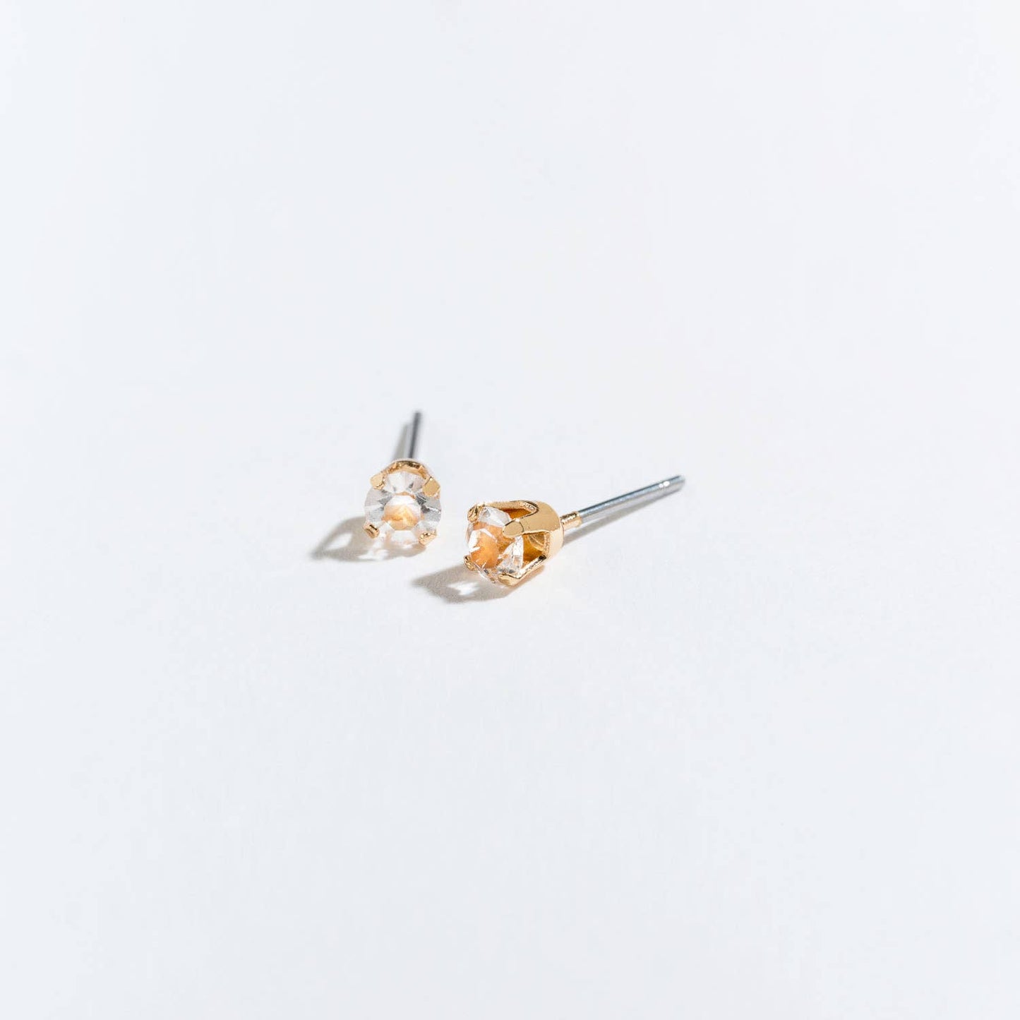 Solitaire Round Cut Birth Stone Ear Sense Stud Earrings