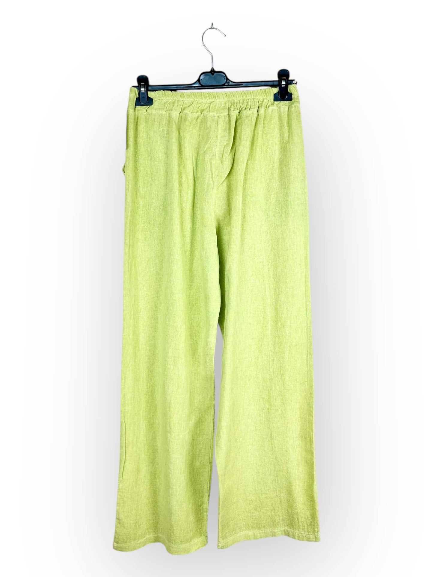 PLAIN LINEN AND COTTON PANTS Made in Italy