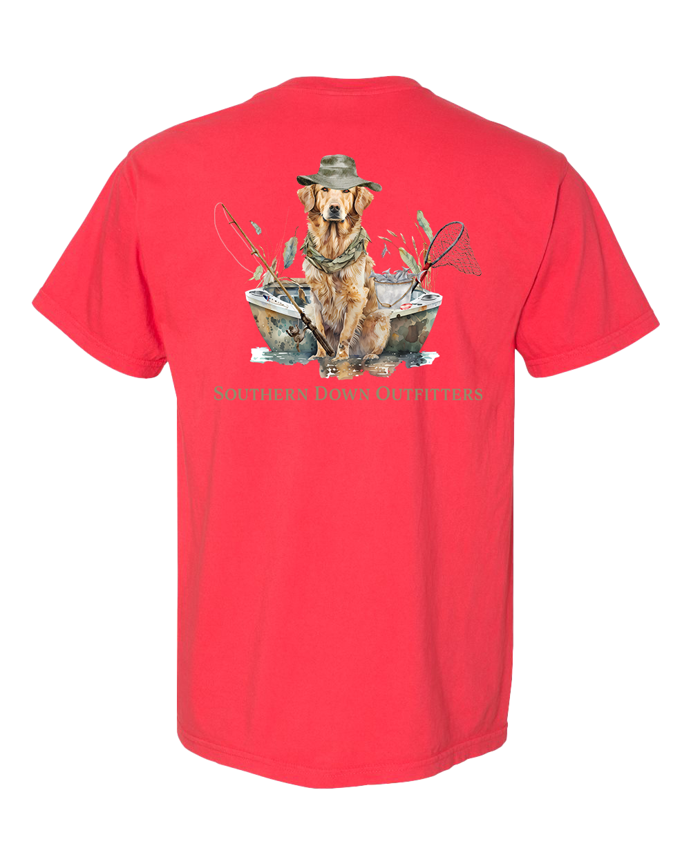 Dog in Boat Southern Down Outfitters Mens Short Sleeve Tee