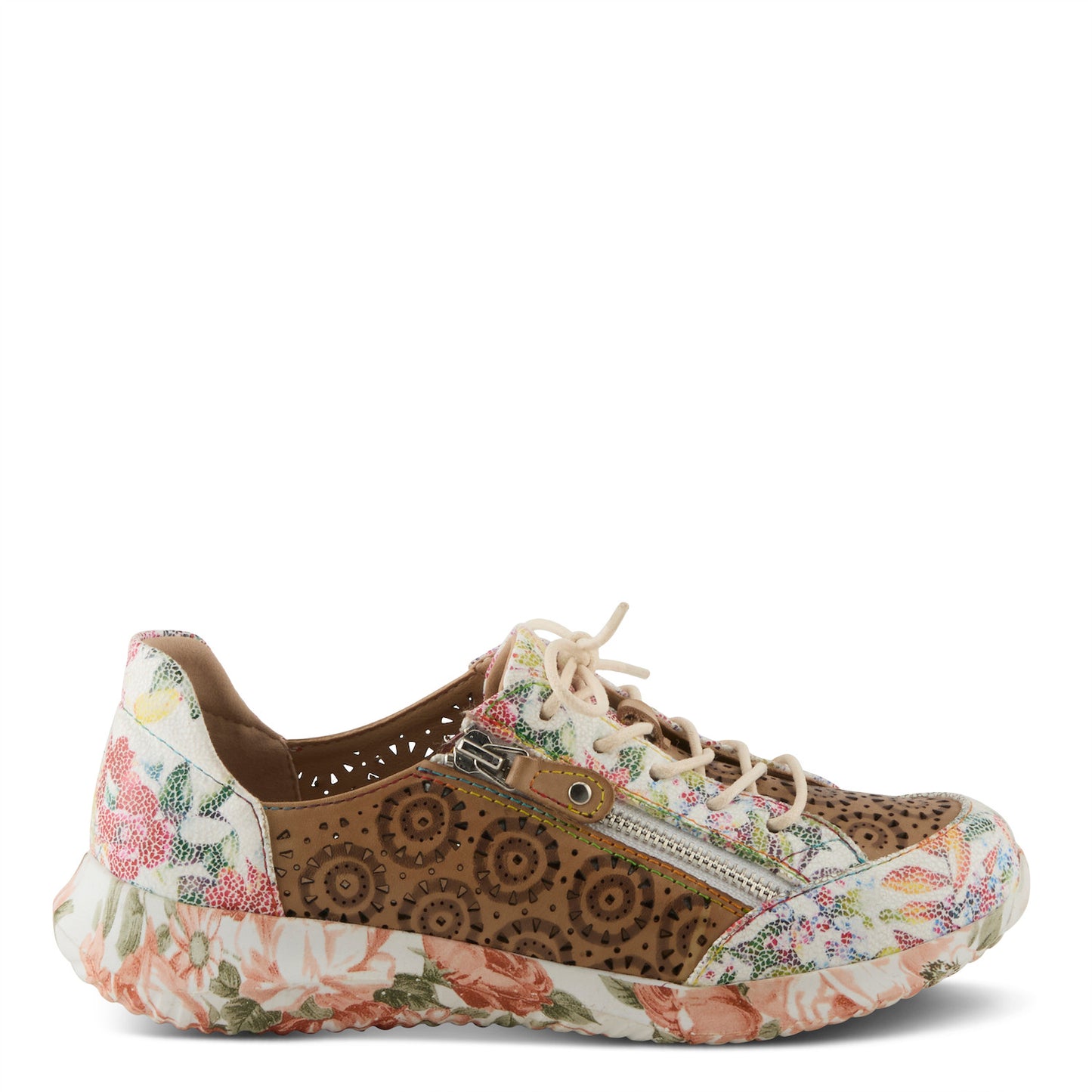 Jazzie Beige Multi lightweight Leather sneaker Combo by L`ARTISTE