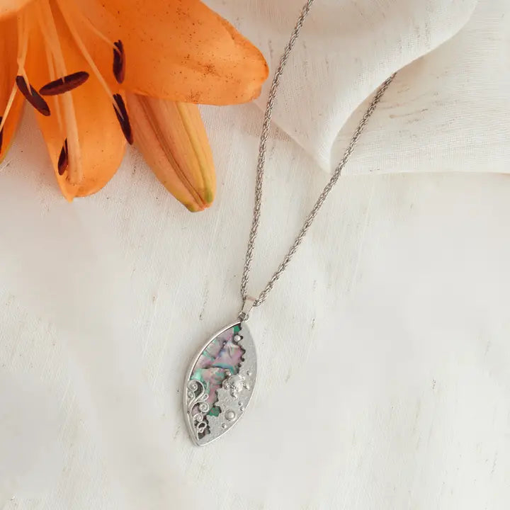 Laila Oval Abalone Casted Sea Turtle 18" Pendant Necklace by Howard's