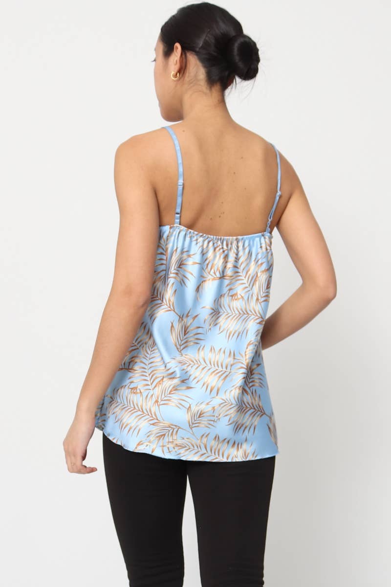Feather Printed tank top with straps Made in Italy