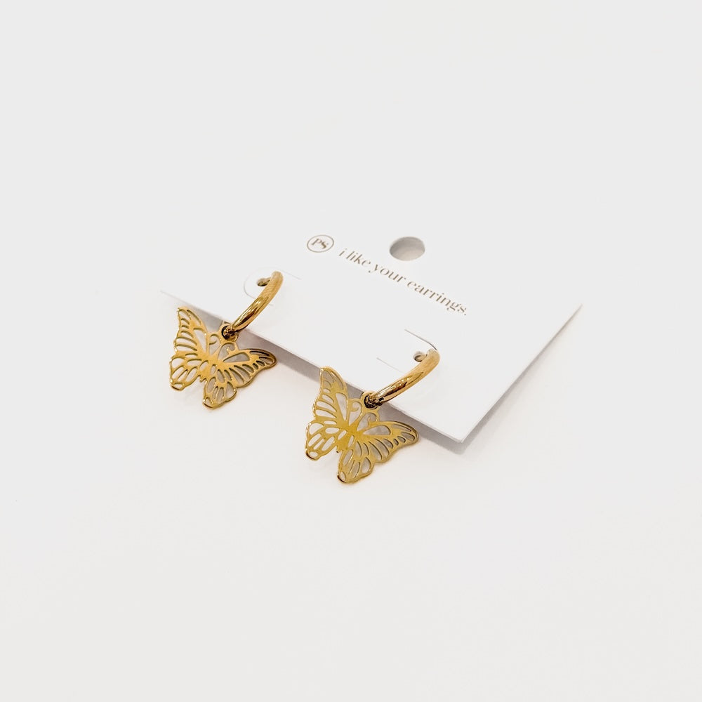 Butterfly Huggie Drop Earrings - WATERPROOF