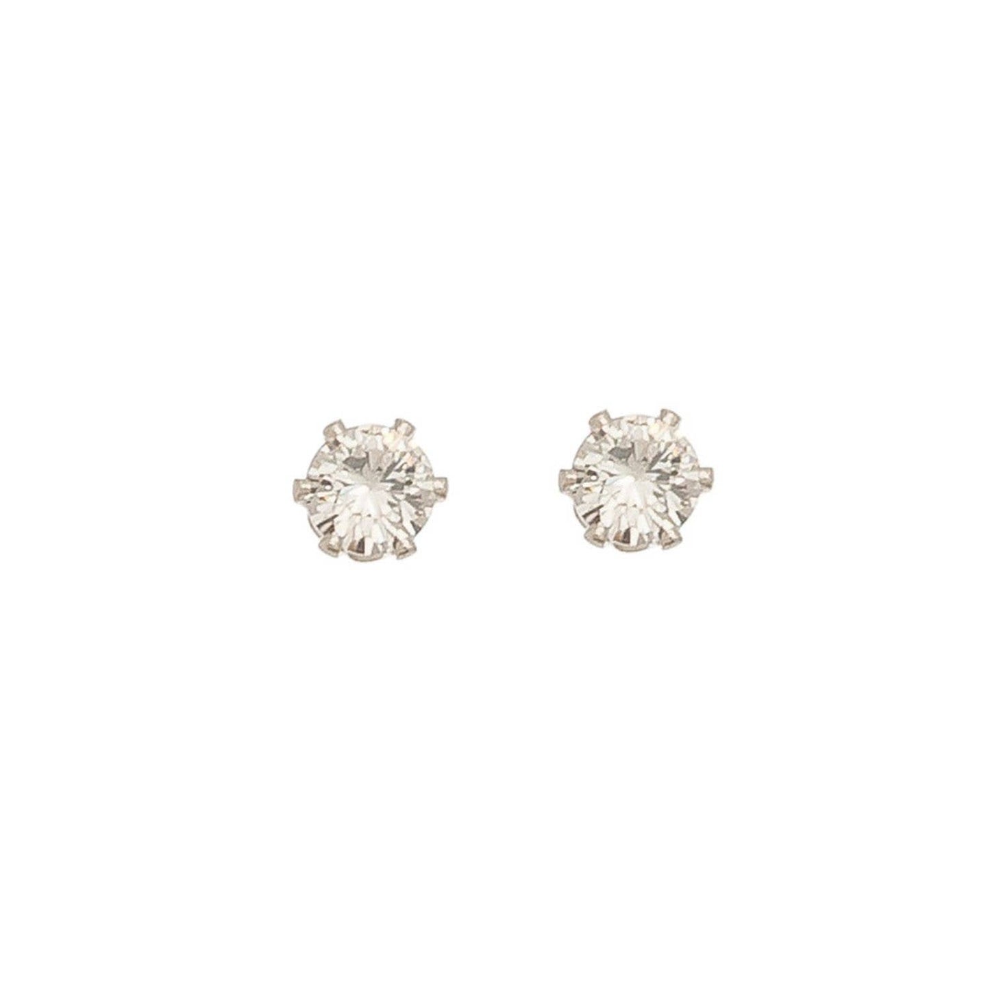 4mm Silver Cubic Zirconia Ear Sense Stud Earrings