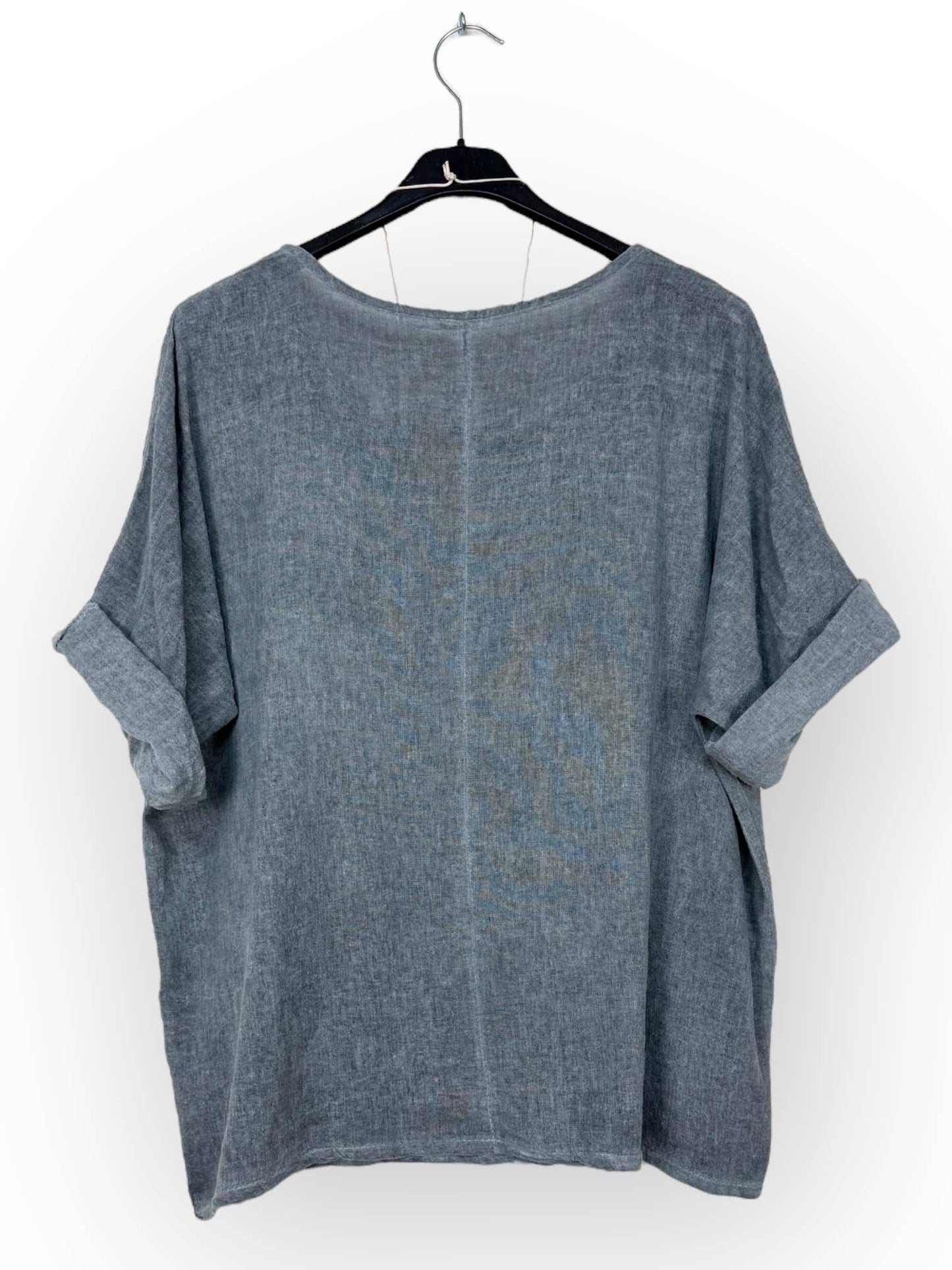 Washed cotton top with necklace Made in Italy