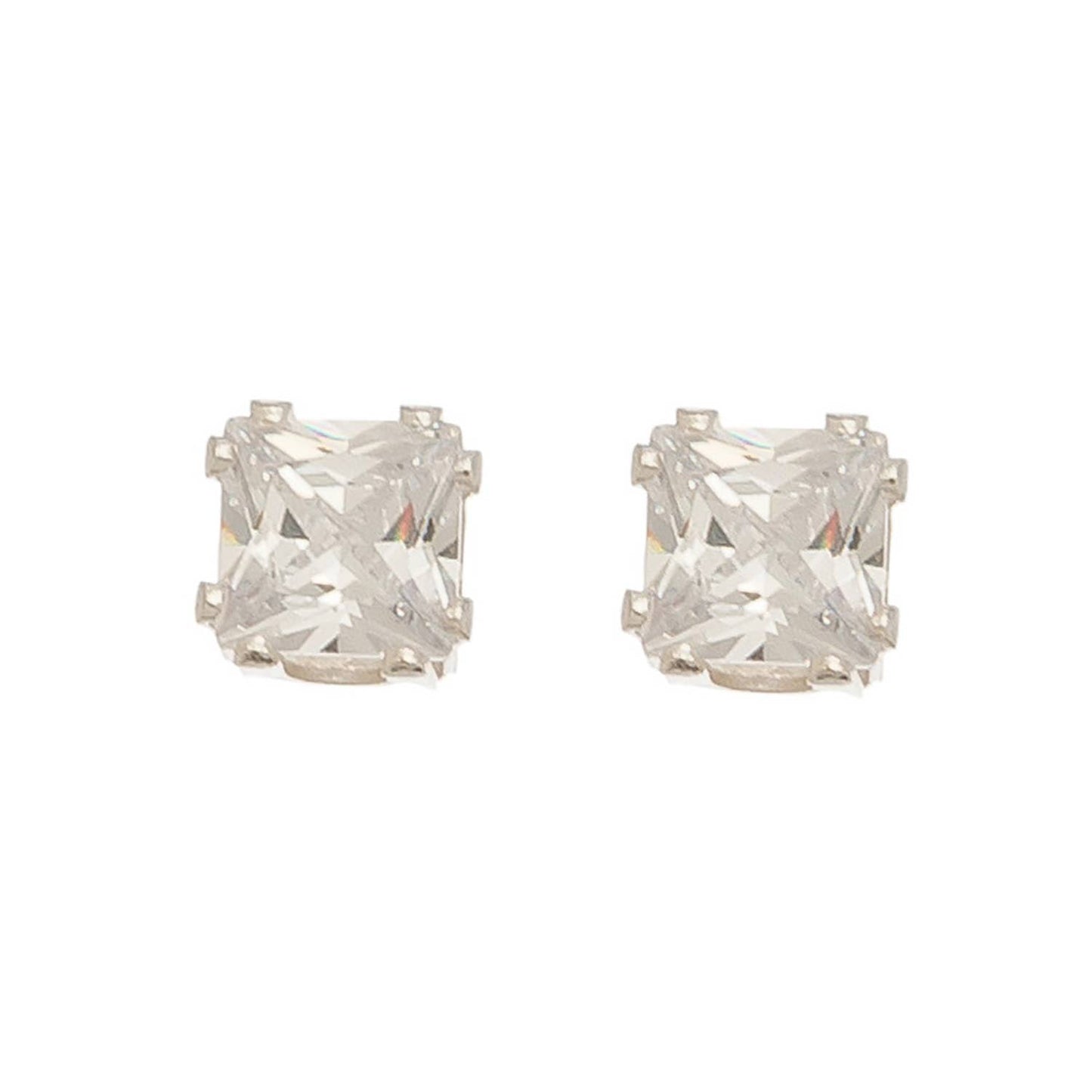 6mm Large Square Cubic Zirconia Ear Sense Stud Earrings