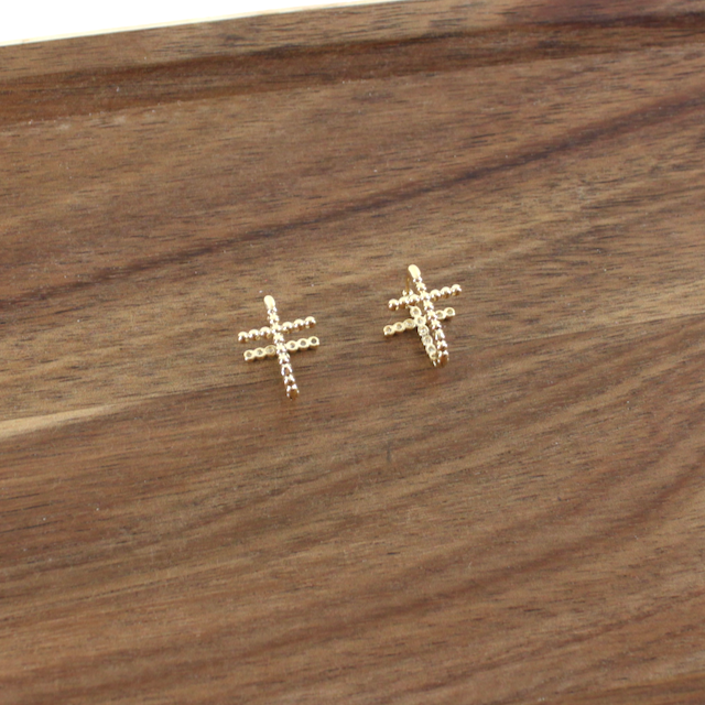 Double-Sided Cross Huggie Hoop Earrings
