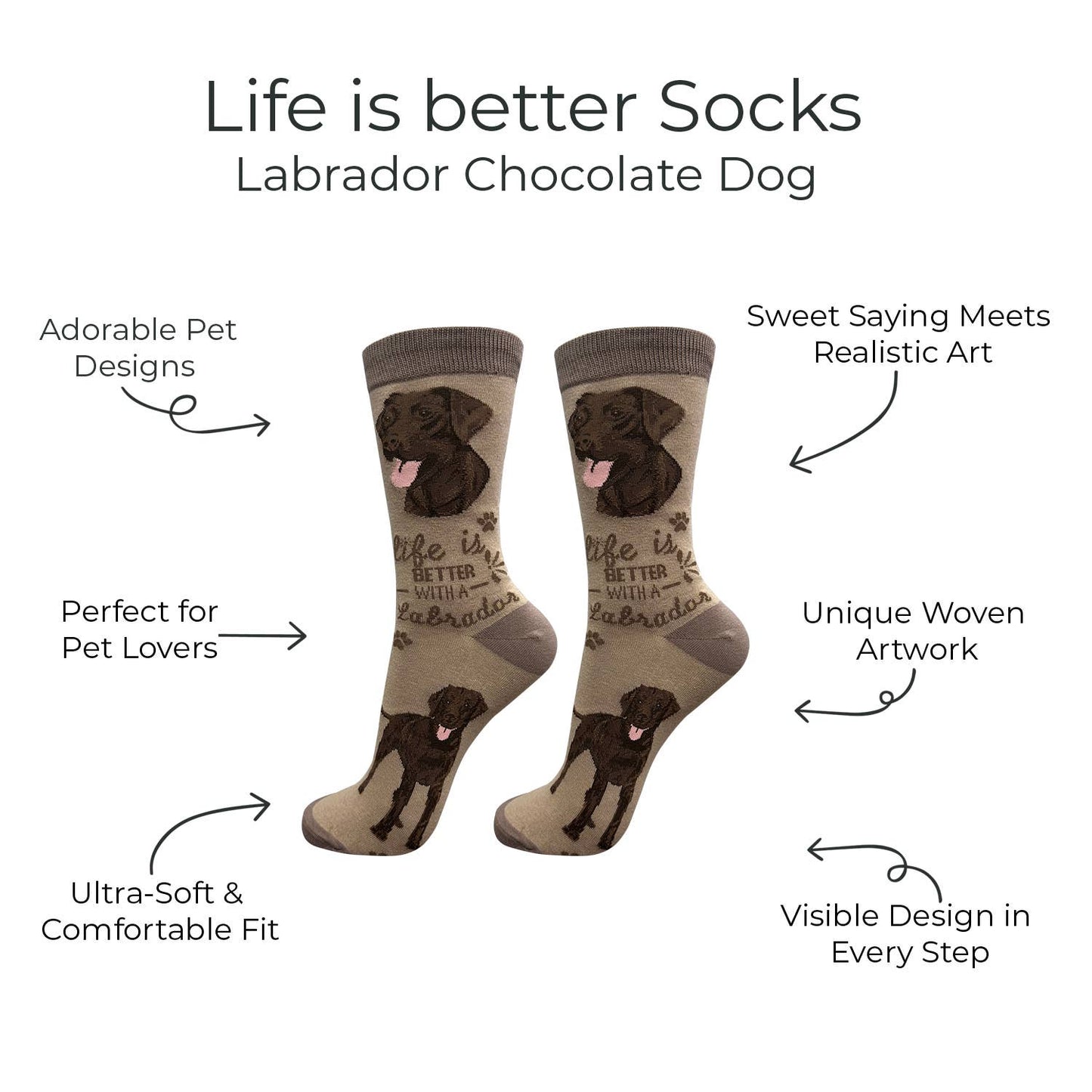Chocolate Labrador Dog Socks - Fun Novelty Socks - Unisex