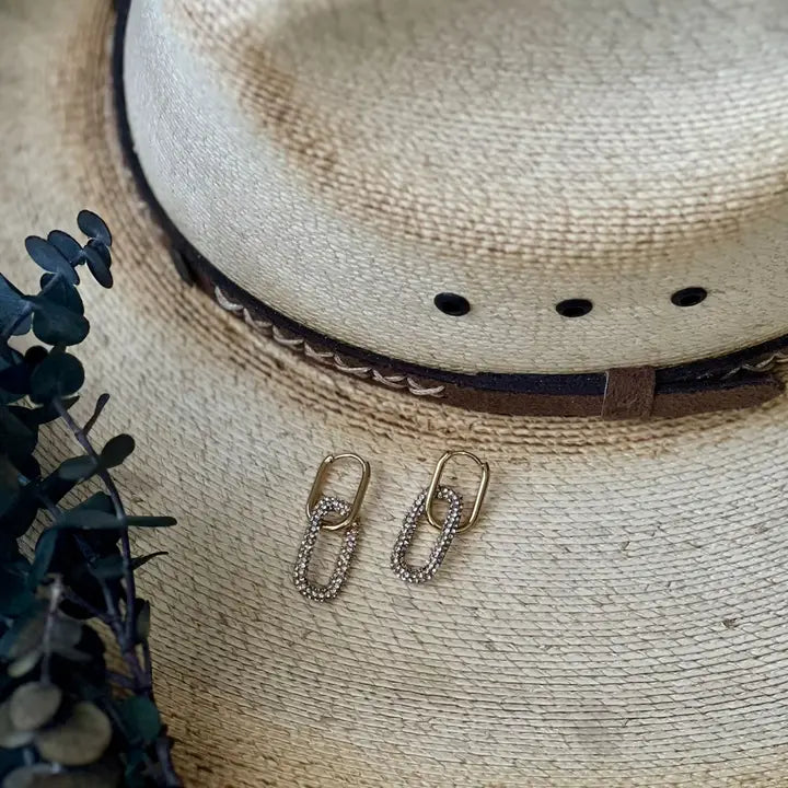 Double Pave Pin Catch Hoop Earrings Narelle Waterproof Jewelry
