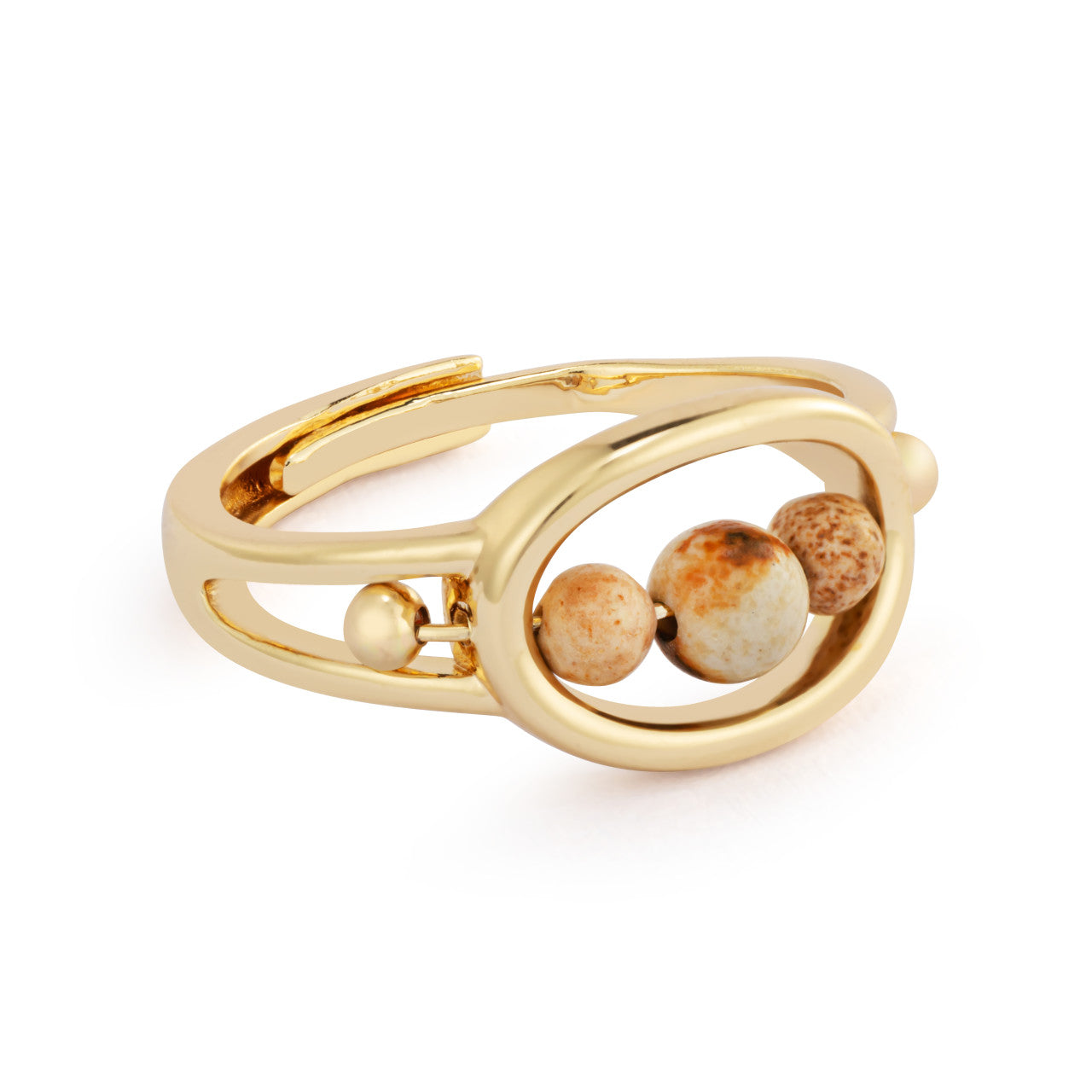Gold Beaded Fidget Ring - Adjustable Size 4 To 9 from the becalm comfort collection by Demdaco