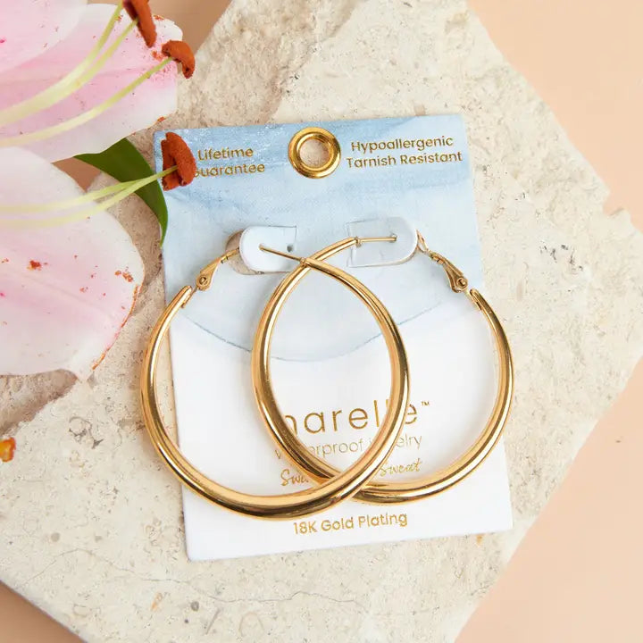 Vintage Chunky Pin Catch Hoop Earrings Narelle Waterproof Jewelry