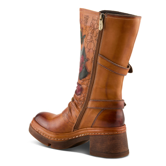 Cool Vibes Camel show stopping hand-painted leather boot by L`ARTISTE