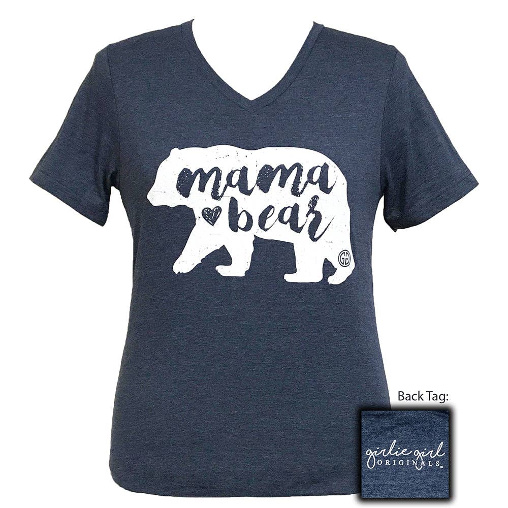 Mama Bear-Heather Navy V-Neck SS-1644