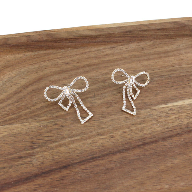 Rhinestone Bow Post Earrings
