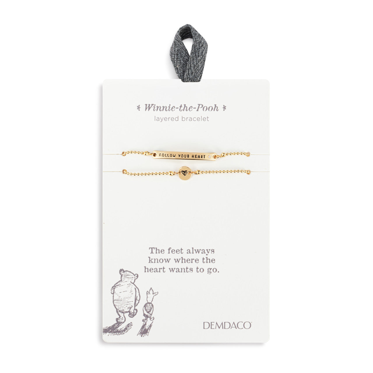 Winnie-the-Pooh Layered Bracelet - Follow Your Heart by Demdaco - The Feet always know where the heart wants to go