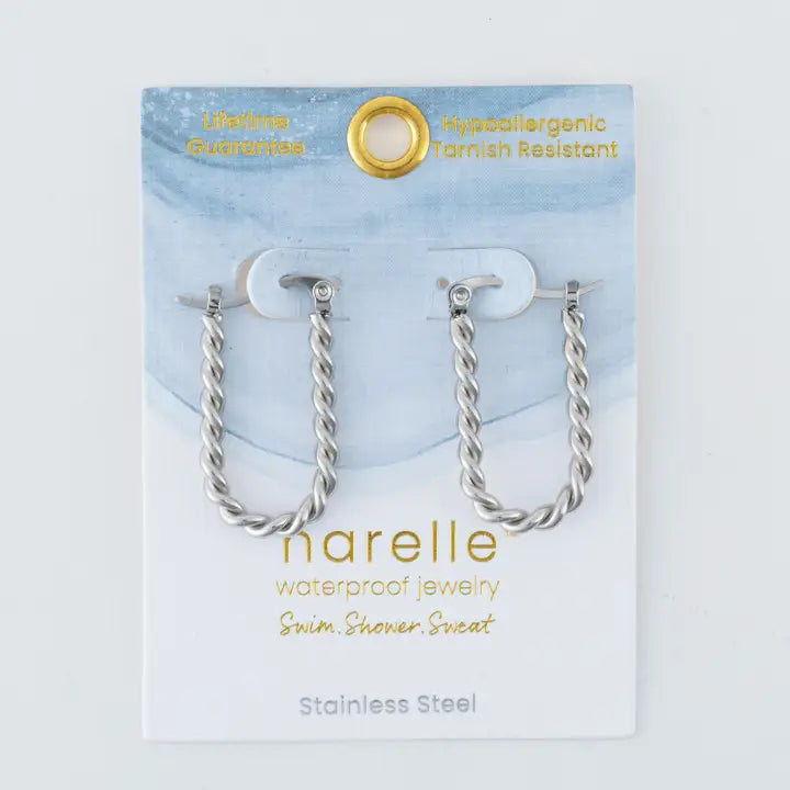 Twisted Pin Catch Hoop Earrings Narelle Waterproof Jewelry