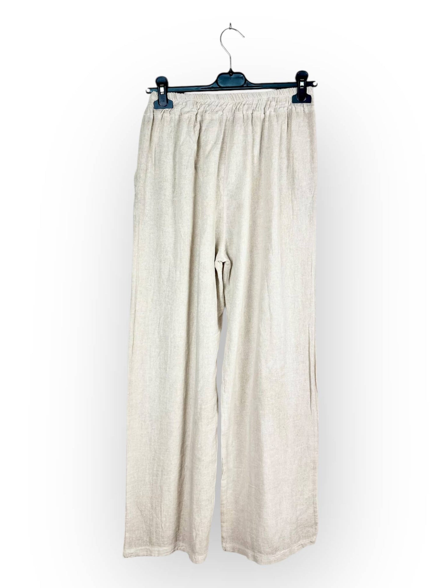 PLAIN LINEN AND COTTON PANTS Made in Italy