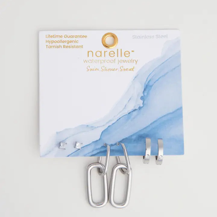Double Linked Hoop Trio Earrings Narelle Waterproof Jewelry